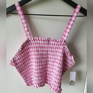 Bp Crinkle Stretch Crop Tank Top Size Med